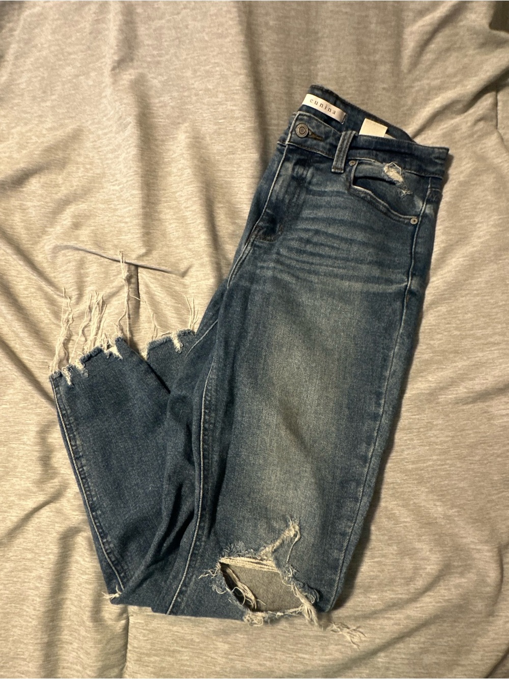 Eunina 9/29 High-Rise Distressed Women's Jeans in Dark Blue